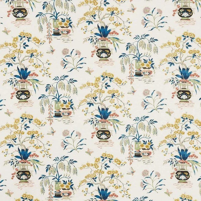 Schumacher Ming Vase Fabric in Multi For Sale