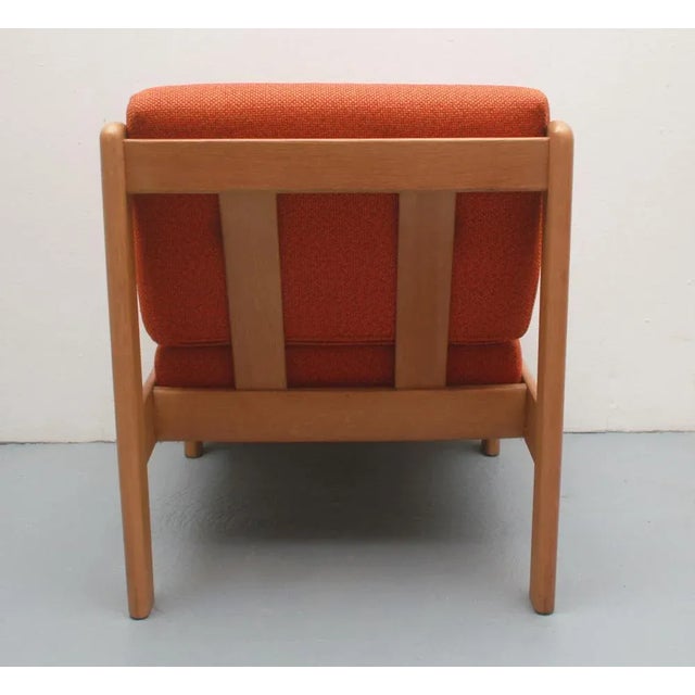 Lounge Chair in Light Oak and Orange Upholstery, 1975 For Sale - Image 3 of 12