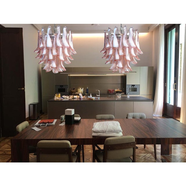 Italian Pink Petal Murano Chandeliers, Set of 2 For Sale - Image 16 of 17