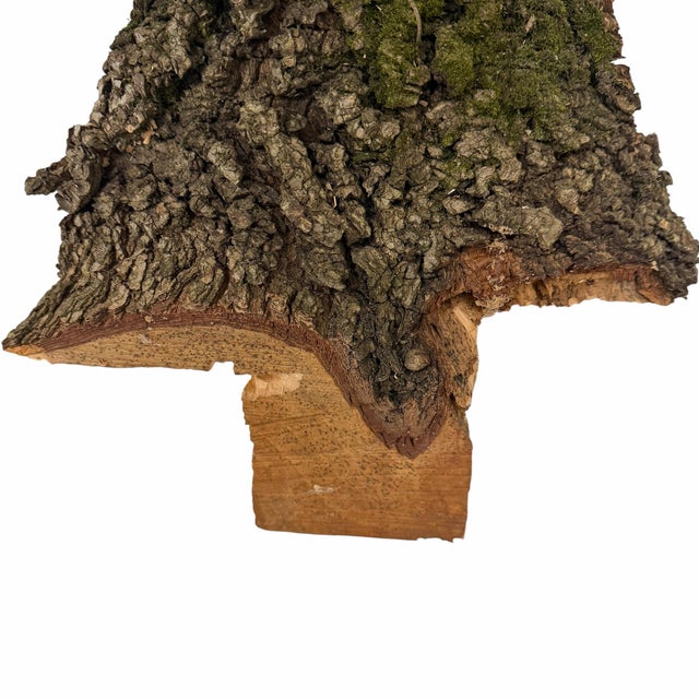 Vintage one of a kind live edge, folk, tramp art tree form. Sliced from a tree limb with the crusty bark left adding...