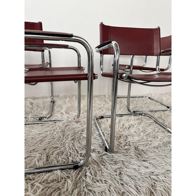 1990s Cantilever Cognac Leather Chairs by Breuer Marcel, 1990s, Set of 4 For Sale - Image 5 of 9
