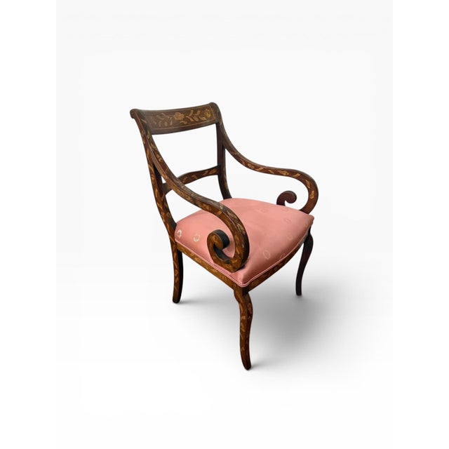 Traditional Late 19th Century Dutch Regency Satinwood & Mahogany Marquetry Armchair For Sale - Image 3 of 14