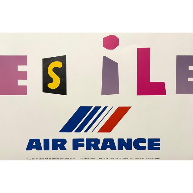 Roger Bezombes, French Modernist Mourlot Lithograph Vintage Air France Poster Roger Bezombes, 1980 For Sale - Image 4 of 5