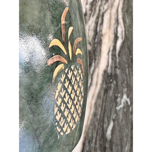 Dark Green 1990’s Andrea by Sadek Pineapple Motif Small Fish Bowl Planter For Sale - Image 8 of 14