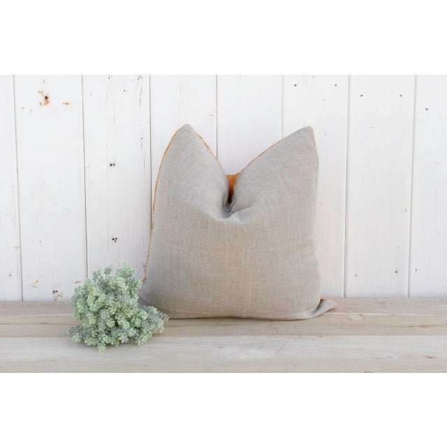 Burnt Saffron Silk Phulkari Pillow For Sale In Los Angeles - Image 6 of 9