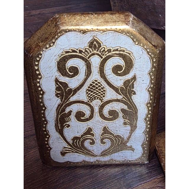 Shabby Chic Vintage Florentine Bookends For Sale - Image 3 of 12