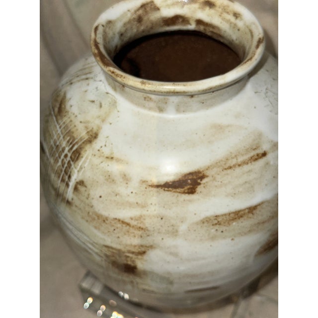 2020s Artisan White & Brown Porcelain Vase For Sale - Image 5 of 10