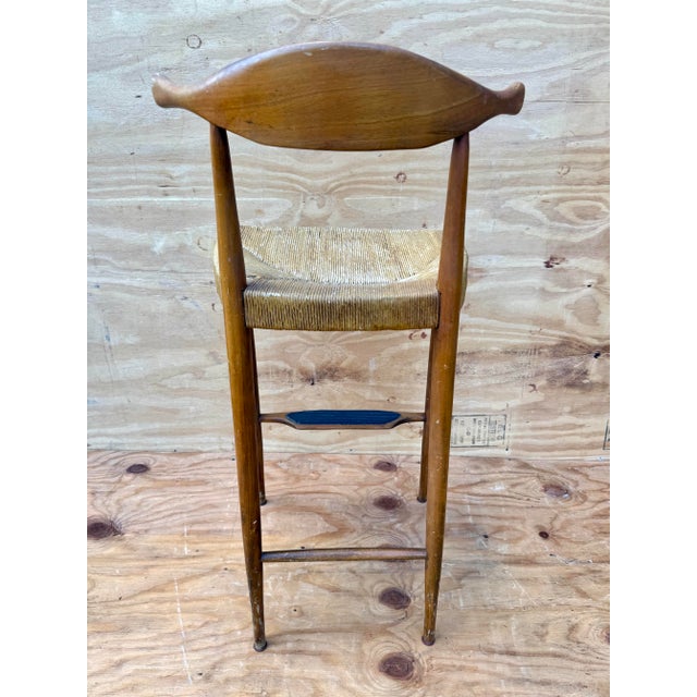 Mid 20th Century Vintage Modern Danish Cow Horn Bar Stool With Footplate For Sale - Image 5 of 10