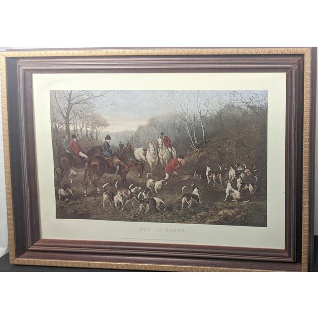 Large Vintage “Run to Earth” Equestrian Lithograph After Heywood Hardy, Professionally Framed- Brown, Red, Blue For Sale - Image 13 of 14