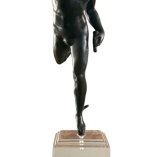 19th Century Bronze “Flying Mercury” With Lily Torch, After Giambologna, Italy, 19th Century. For Sale - Image 5 of 12