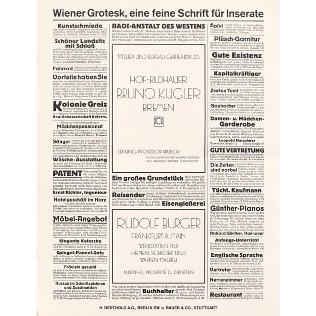 1910s 1912 Typography Specimen Book - Wiener Grotesk - H. Berthold Akt.-Ges., Berlin Sw29, Bauer & Co., Stuttgart For Sale - Image 5 of 7