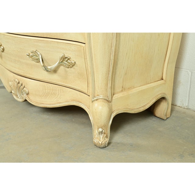 Henredon French Rococo Louis XV Carved Oak and Silver Gilt Marble Top Commode or Chest of Drawers For Sale - Image 12 of 18
