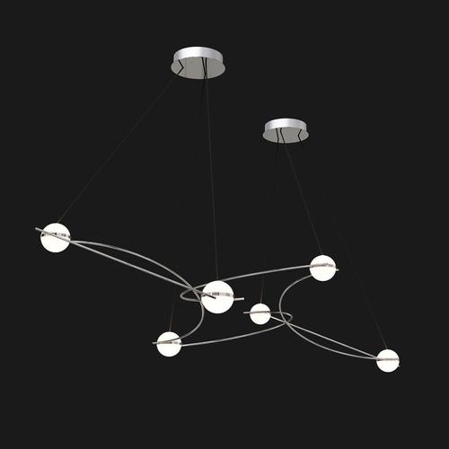 Contemporary Kosmos 6S Chandelier in Polished Stainless Steel by Moss Objects For Sale - Image 3 of 10