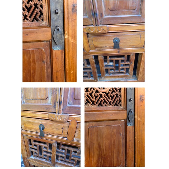 Brown Antique Chinese Kitchen Cabinet Chinoiserie Asian Storage For Sale - Image 8 of 11