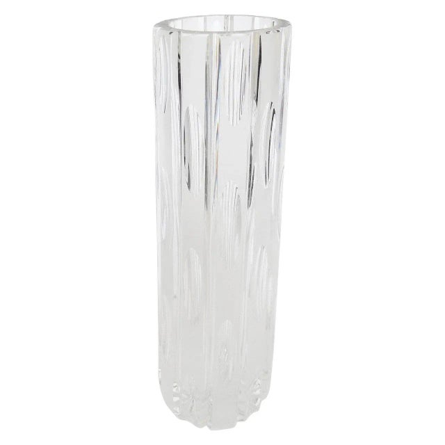 Mid-Century Modern Round Modernist Crystal Vase For Sale - Image 3 of 3