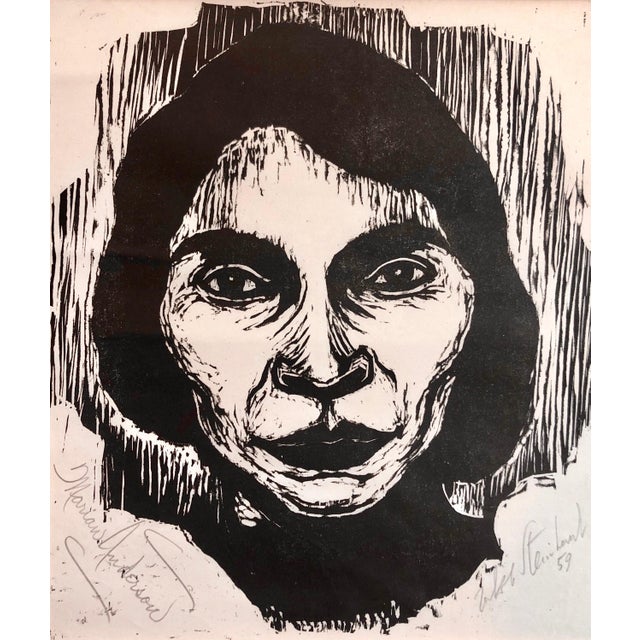 Jacob Steinhardt, Steinhardt Woodcut Marian Anderson Signed African American, Israeli Bezalel Art, 1959 For Sale