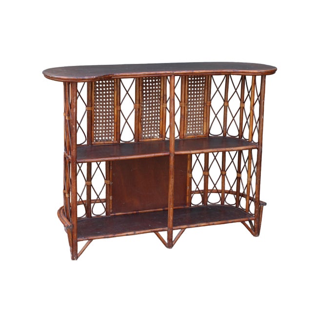 Mid-Century Modern French Freestanding Rattan and Cane Bar, 1970s For Sale - Image 3 of 12
