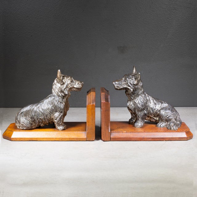 Hand Crafted Bronze Plated Scotty Dog Bookends c.1940 For Sale - Image 4 of 5