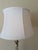 Metal Transitional Silver & Ribbed Glass Table Lamp With Classic White Shade For Sale - Image 7 of 9