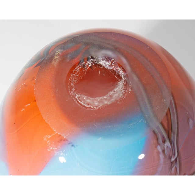 Blue Colorfield Art Glass Vase Wes Hunting For Sale - Image 8 of 9