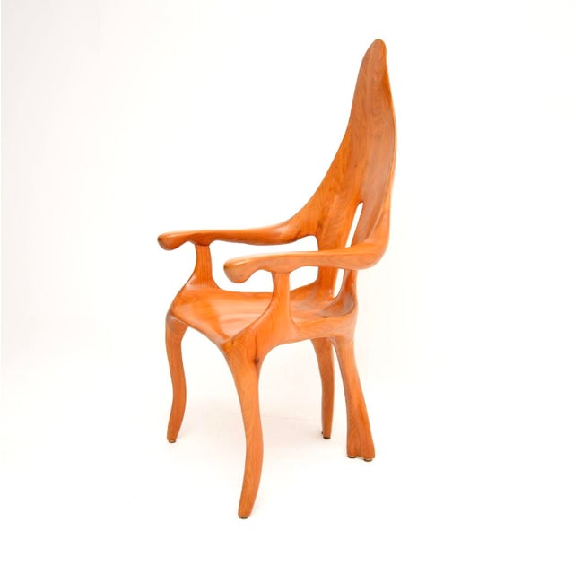 Italian Sculptural Armchair in Elm, 1970s For Sale - Image 4 of 11