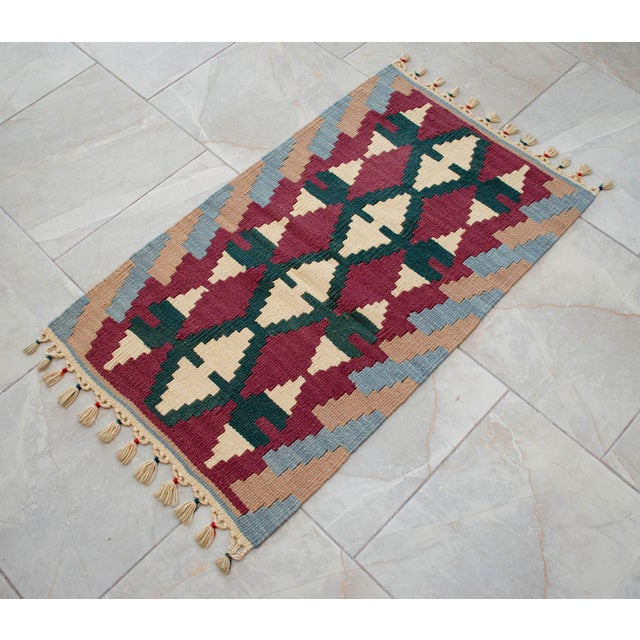 Hand Woven Colorful Kilim Small Rug For Sale - Image 10 of 12