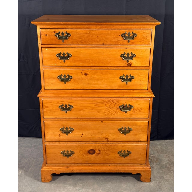 Vintage Solid Pine Tall Chest of Drawers by Pine Shop Originals c.1950s For Sale In Providence - Image 6 of 13