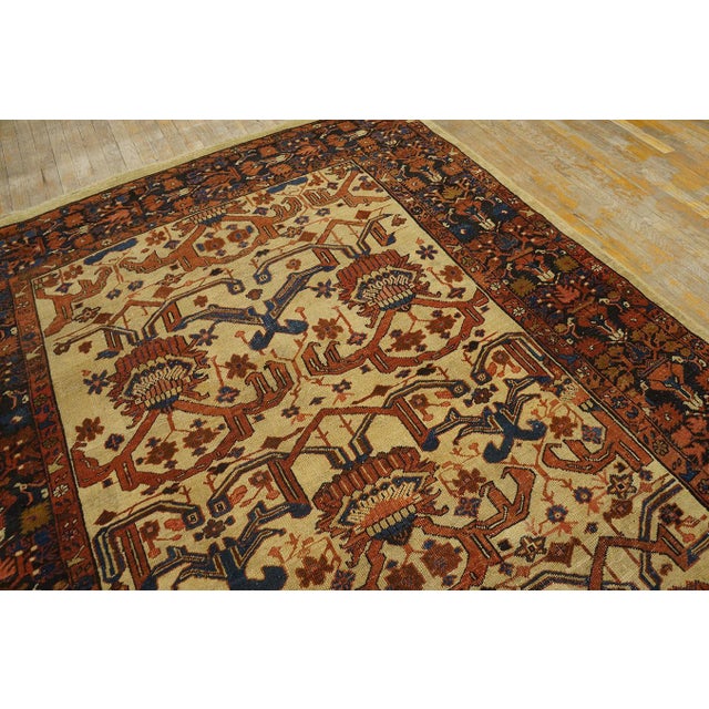 Breathtaking Antique Persian Bakshaiesh Rug on Ivory Background Color With Geometric Design For Sale In New York - Image 6 of 12