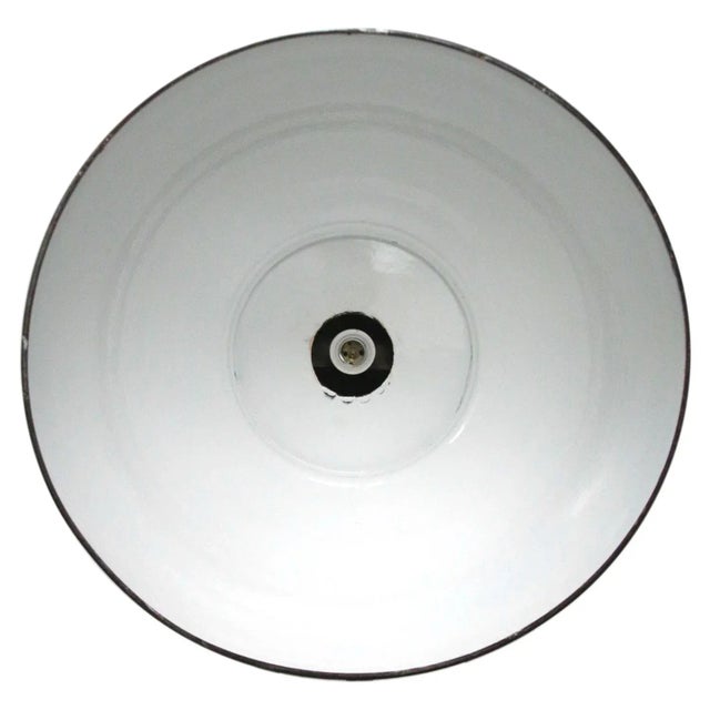 Large Vintage Industrial Grey Enamel & Cast Iron Pendant Light, 1950s For Sale - Image 4 of 6