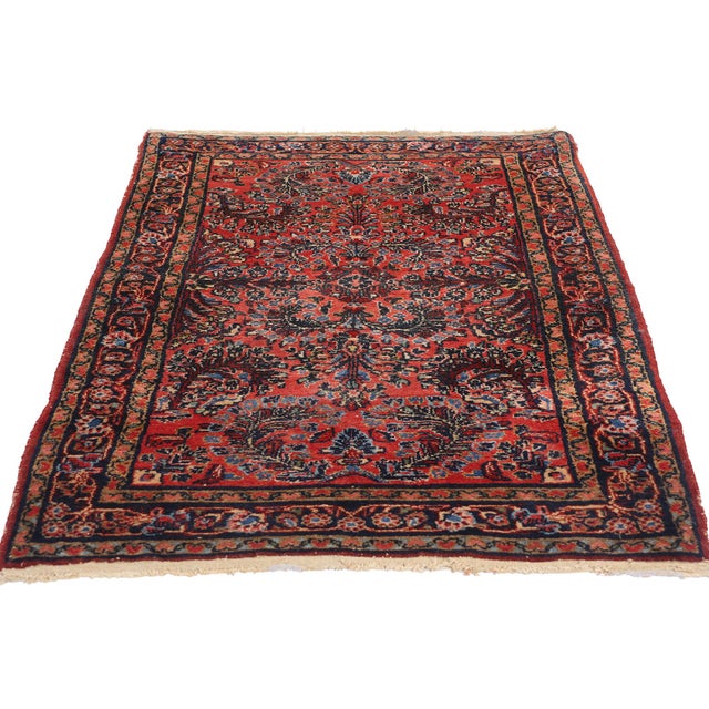 Jacobean Antique Persian Hussainabad Hamadan Rug - 02'08 X 04'03 For Sale - Image 3 of 9