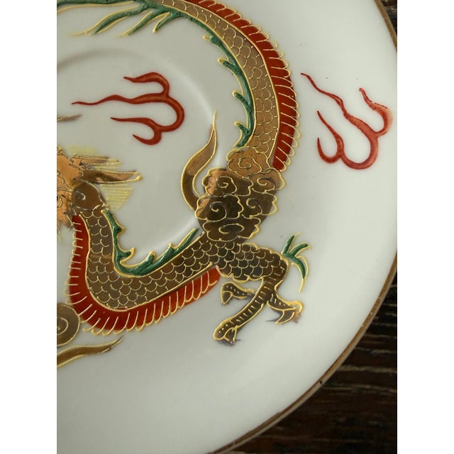 Mid 20th Century Vintage Japanese Dragonware Moriage Saucers – Set of 4 For Sale - Image 5 of 11