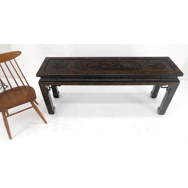 Very Fine John Widdicomb Lacquer Painted Decorated Console Sofa Table MINT For Sale - Image 11 of 16