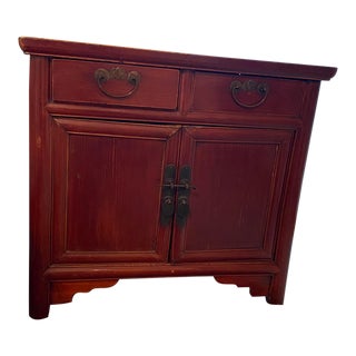 Antique Asian Nightstand With Brass Hardware For Sale