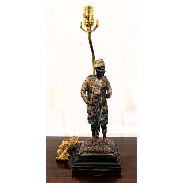 Mid 20th Century Rare Viennese Cold Painted Bronze Figural Table Lamps, Orientalist Sculptures - a Pair For Sale - Image 10 of 17