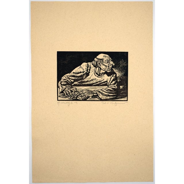 Modern Rudolf Nehmer, Greed, 1948, Woodcut For Sale - Image 3 of 4
