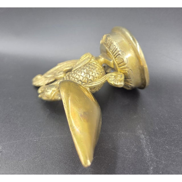 Vintage Mid-Century Solid Handcrafted Brass Peacock Diya- Oil Lamp For Sale - Image 12 of 18