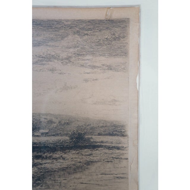 Black Antique Hendrik Dirk Kruseman Van Elten Signed Cows Pasture Landscape Etching For Sale - Image 8 of 12