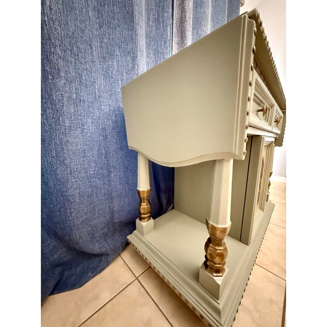 1973 Thomasville Server, Entryway, Buffet, Bar, Equestrian Themed, Sage Green For Sale In West Palm - Image 6 of 12