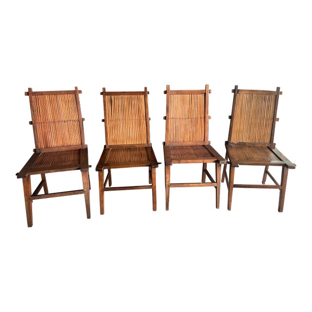 Set of Four Vintage Chinese Vernacular "Lamp-Hanger" Side Chairs For Sale