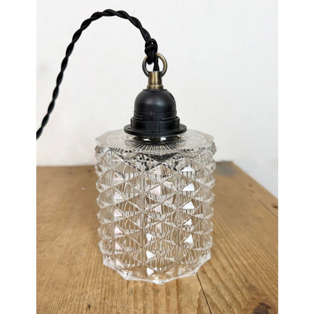 Black Vintage Cut Glass Ceiling Light, 1970s For Sale - Image 8 of 15