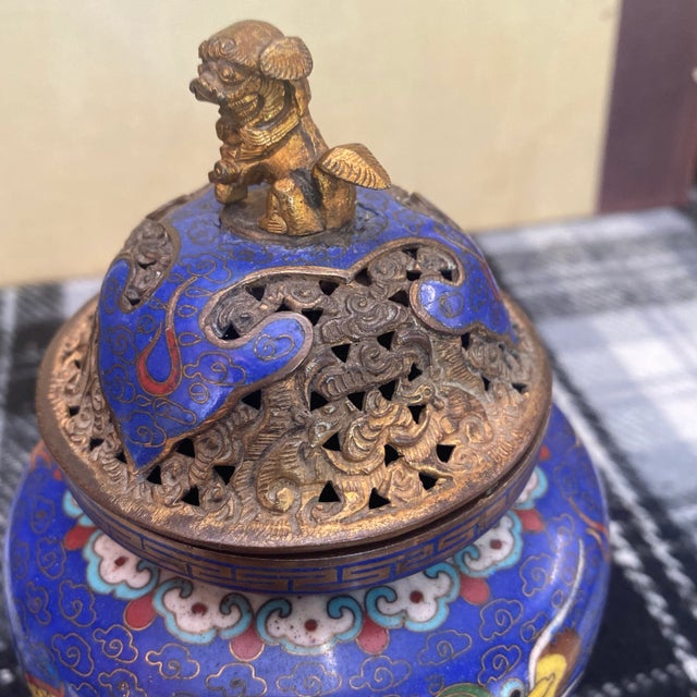 Asian Blue Footed Cloisonné For Sale - Image 4 of 8