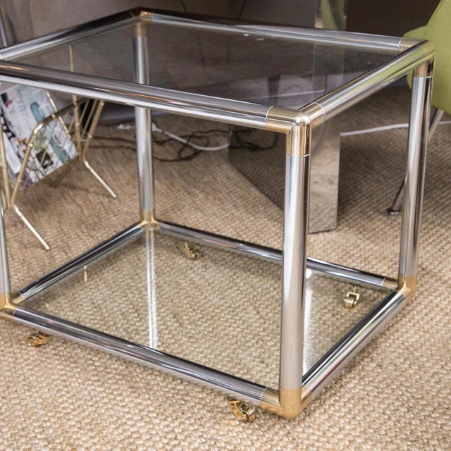 Vintage Chrome and Brass End Table in the Style of Karl Springer For Sale In New York - Image 6 of 8