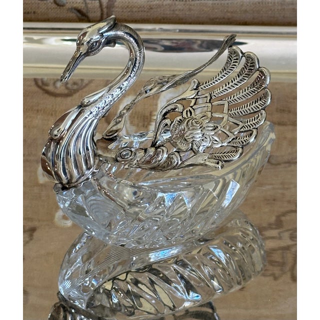 Early 20th Century Fabergé Inspired Sterling Silver & Crystal Swan For Sale - Image 10 of 12