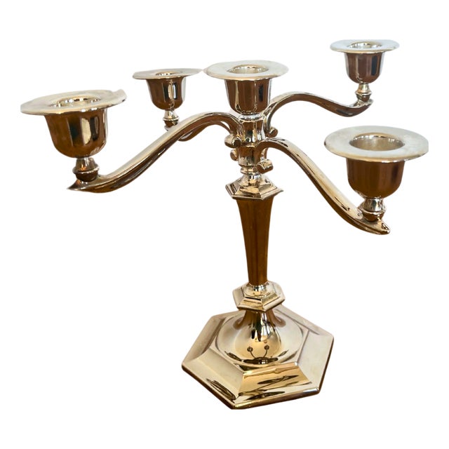 French Art Deco Silver-Plated Five-Light Candelabra, 1920 For Sale