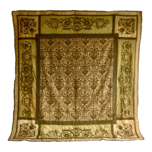Late 19th Century Gold and Silver Embroidered Velvet Tablecloth or Cover