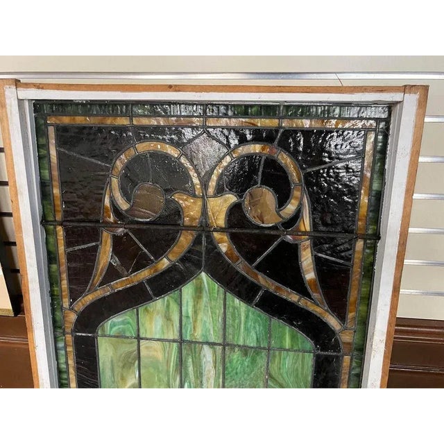 Wood Antique Early 19th Century Leaded Glass Window Panel For Sale - Image 7 of 11