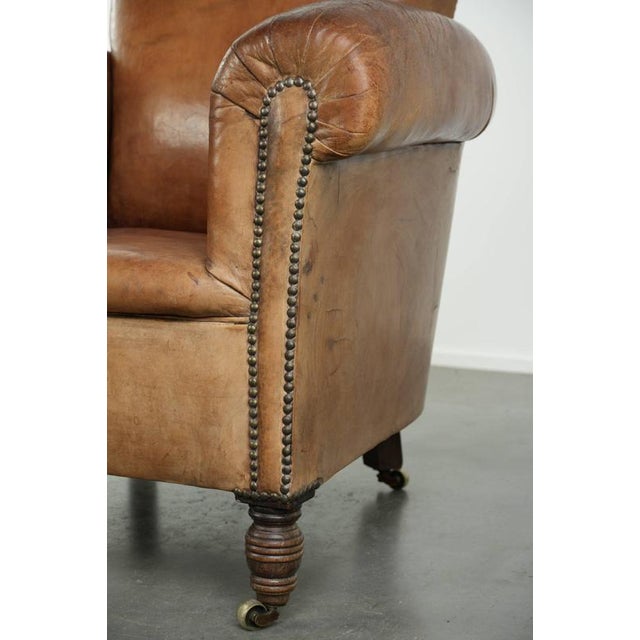 Antique English Sheepskin Armchair For Sale - Image 12 of 14