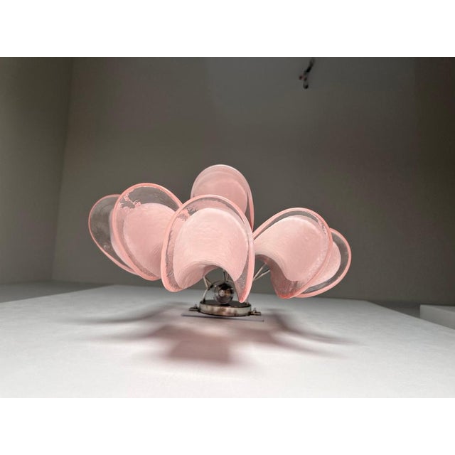 Pink Italian Petal Murano Sconces, 1980s, Set of 4 For Sale - Image 8 of 9