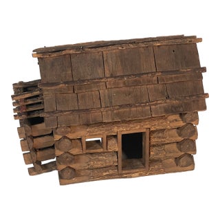 American Antique Folk Art Toy House Rustic Handmade For Sale