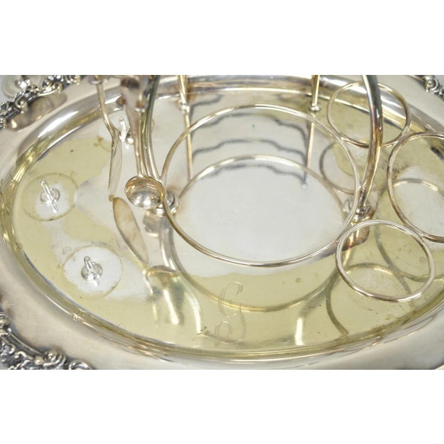 Antique Victorian Silver Plated Footed Cut Glass Breakfast Set Toast Rack W Tray For Sale - Image 15 of 18